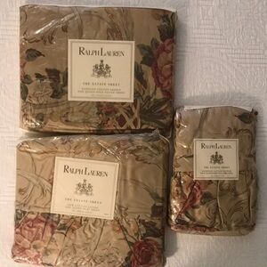 New Ralph Lauren Guinevere Floral Sheet Set Fitted Flat Top Pillowcases Queen